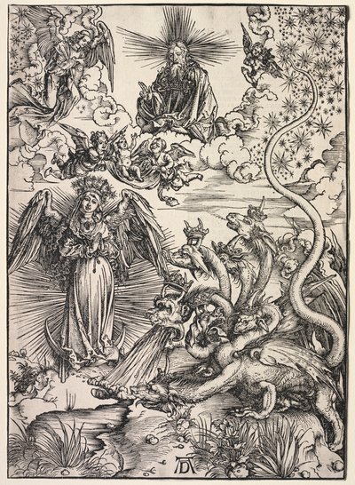 Openbaring van St. Johannes: De vrouw bekleed met de zon, 1511 door Albrecht Dürer