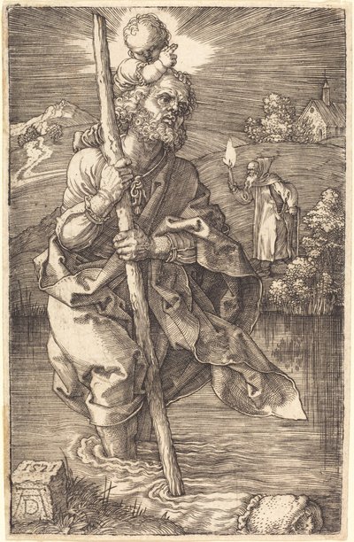 Sint Christoffel naar rechts door Albrecht Dürer