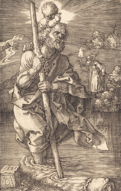 Sint Christoffel naar Rechts Gekeerd, 1521 door Albrecht Dürer