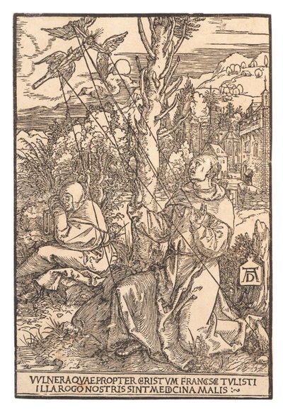 Sint Franciscus ontvangt de stigmata, ca. 1505 door Albrecht Dürer