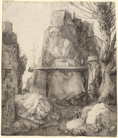 Sint Hiëronymus bij de knotwilg door Albrecht Dürer