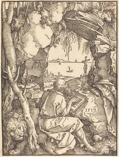 Sint Hiëronymus in een grot door Albrecht Dürer