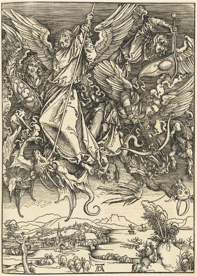 Sint Michaël die de Draak Bestrijdt door Albrecht Dürer