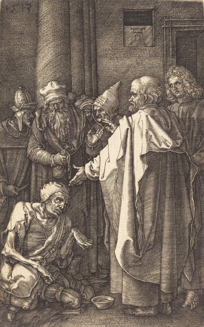 Sint Petrus en Sint Johannes Genezen een Kreupele bij de Poort van de Tempel door Albrecht Dürer
