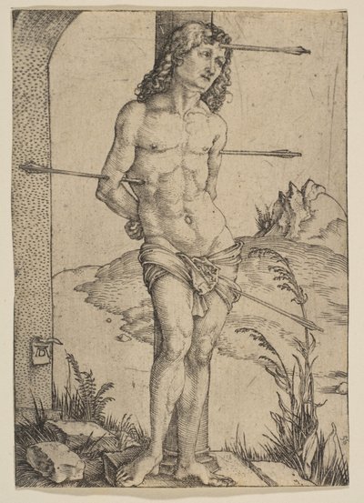 De heilige Sebastiaan aan de zuil gebonden door Albrecht Dürer