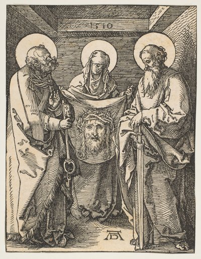 Sint Veronica tussen de heiligen Petrus en Paulus, uit De Kleine Passie door Albrecht Dürer