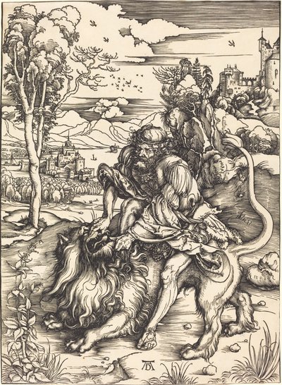 Simson vecht met de Leeuw door Albrecht Dürer