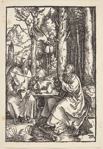 St. Antonius bezoekt St. Paulus in de Wildernis door Albrecht Dürer