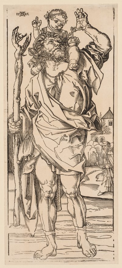 St. Christoffel Steekt de Stroom Over door Albrecht Dürer