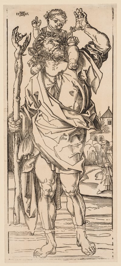 Sint Christoffel die de Stroom Oversteekt, 1528 door Albrecht Dürer