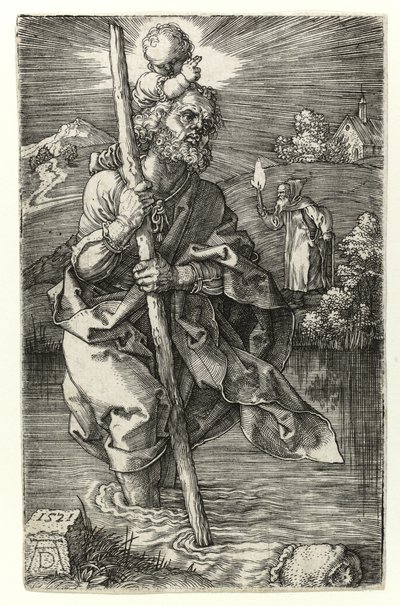 Sint Christoffel naar rechts, 1521 door Albrecht Dürer