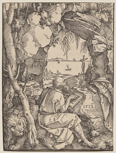 St. Hiëronymus in een grot door Albrecht Dürer