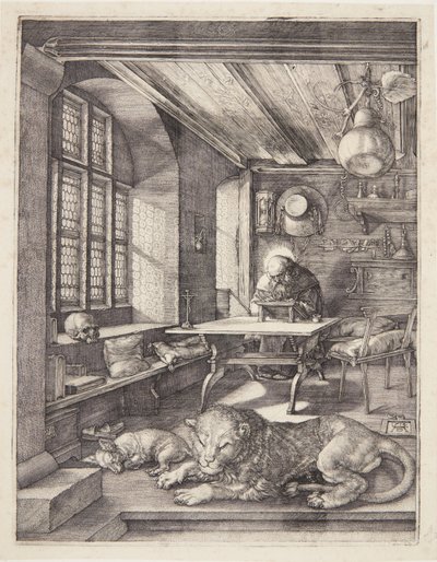 Sint Hiëronymus in zijn studeerkamer door Albrecht Dürer