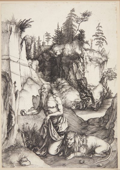 St. Hiëronymus boetvaardig in de wildernis door Albrecht Dürer