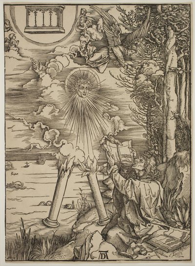 St. Jan die het boek verslindt door Albrecht Dürer