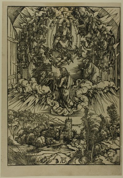 St. Johannes voor God en de Ouderen, uit De Apocalyps door Albrecht Dürer