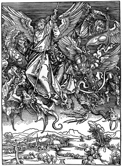 St. Michael vecht met de draak door Albrecht Dürer