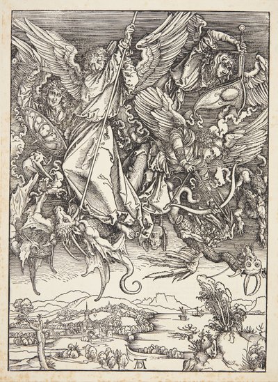 St. Michael vecht tegen de draak door Albrecht Dürer