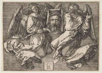Zweetdoek gedragen door twee engelen door Albrecht Dürer