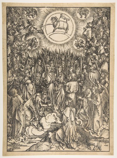 De Aanbidding van het Lam, uit De Apocalyps, Latijnse Editie, 1511 door Albrecht Dürer