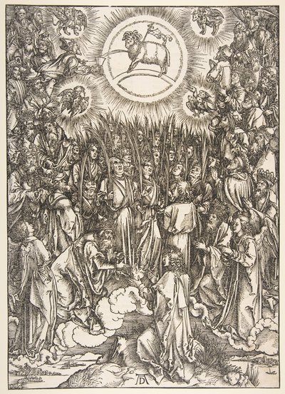 De aanbidding van het lam, uit de Apocalyps-serie door Albrecht Dürer