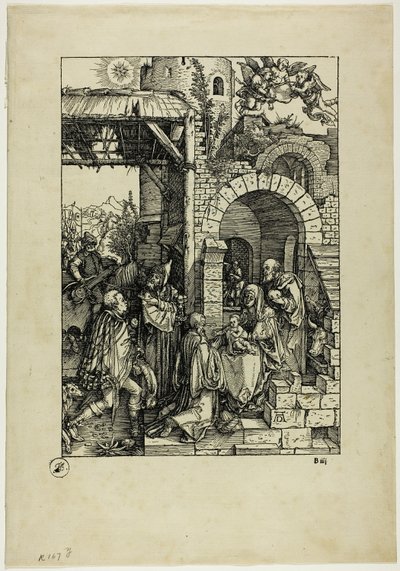 De aanbidding der wijzen, uit Het leven van de Maagd door Albrecht Dürer