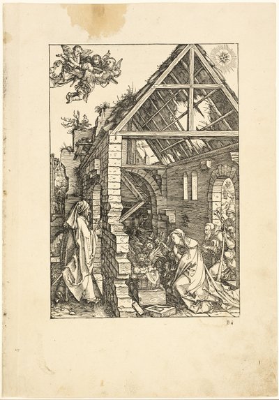De Aanbidding van de Herders, uit Het Leven van de Maagd door Albrecht Dürer