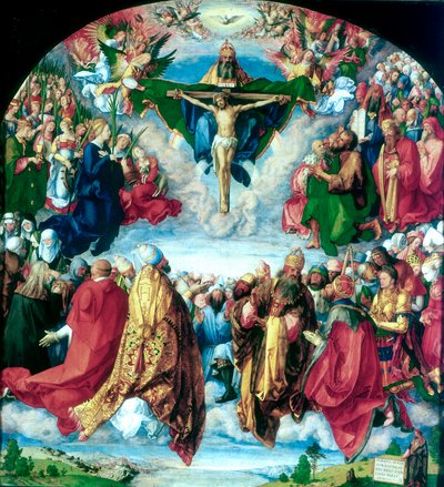 De Aanbidding van de Drie-eenheid Het Landauer Altaarstuk, 1511 door Albrecht Dürer