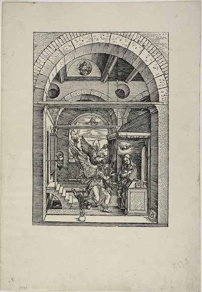 De Annunciatie, uit Het leven van de Maagd door Albrecht Dürer