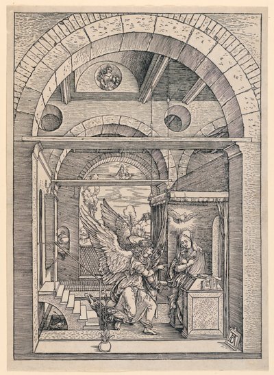 De Annunciatie, uit de serie Het Leven van de Maagd door Albrecht Dürer