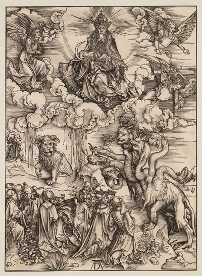 De Apocalyps: het beest met twee horens als een lam door Albrecht Dürer