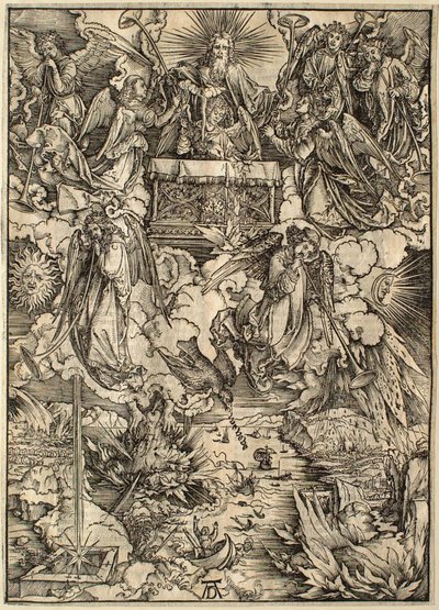 De Apocalyps: de zeven engelen met de trompetten door Albrecht Dürer