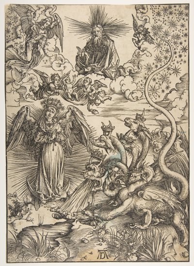 De apocalyptische vrouw, uit De Apocalyps, Latijnse editie, 1511, 1511 door Albrecht Dürer