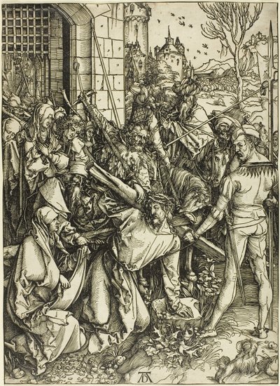 Het dragen van het kruis, uit De Grote Passie door Albrecht Dürer