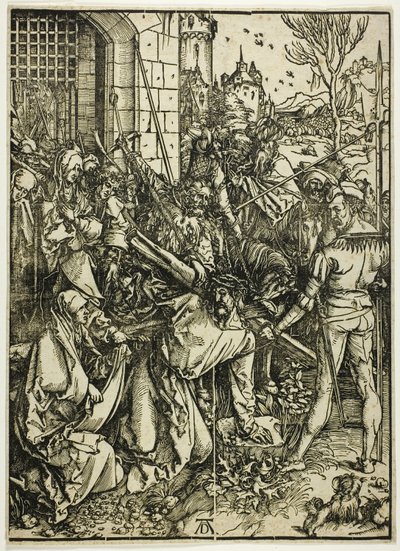 Het dragen van het kruis, uit De Grote Passie door Albrecht Dürer