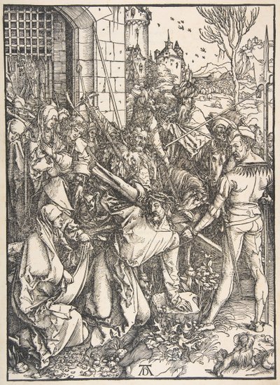 Het dragen van het kruis, uit The Large Passion door Albrecht Dürer