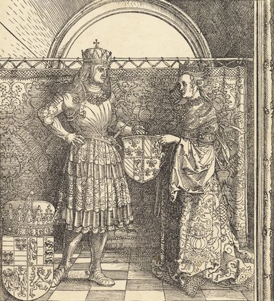 De verloving van Maximiliaan met Maria van Bourgondië door Albrecht Dürer