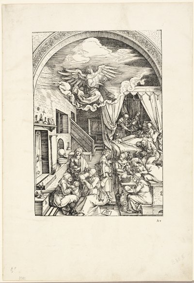 De Geboorte van de Maagd, uit Het Leven van de Maagd door Albrecht Dürer