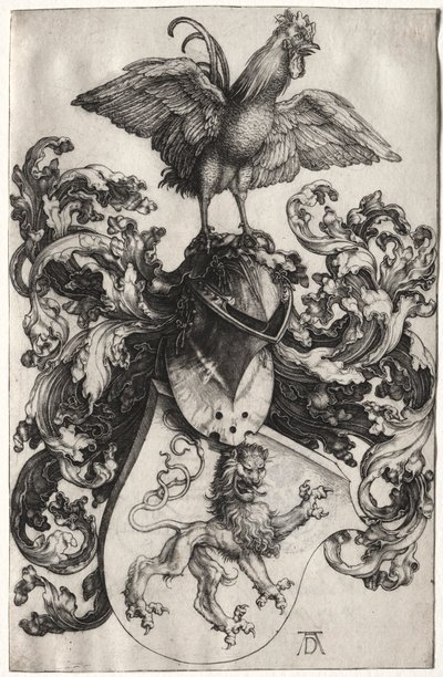 Het Wapen met een Leeuw en Haan door Albrecht Dürer