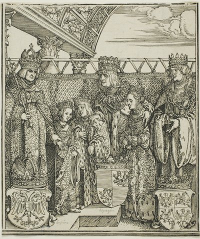Het Congres en Dubbele Verloving in Wenen, uit De Triomfboog van Maximiliaan I door Albrecht Dürer