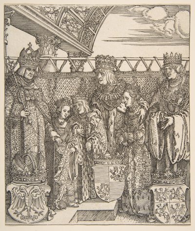 Het congres van prinsen in Wenen, uit de Triomfboog van keizer Maximiliaan I, 1515 door Albrecht Dürer