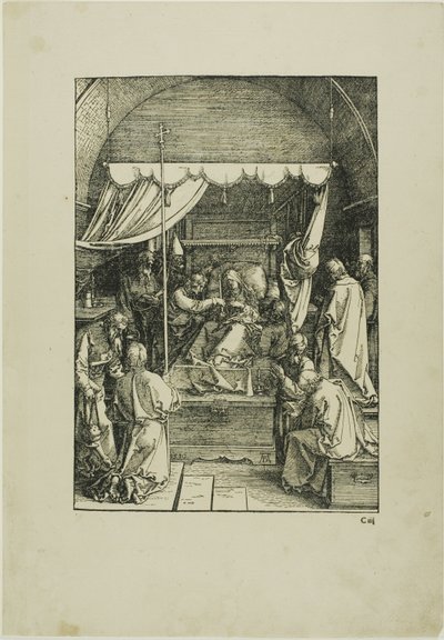 De dood van de Maagd, uit Het leven van de Maagd door Albrecht Dürer