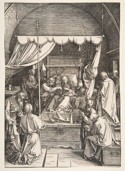 De dood van de Maagd, uit Het Leven van de Maagd, 1510 door Albrecht Dürer