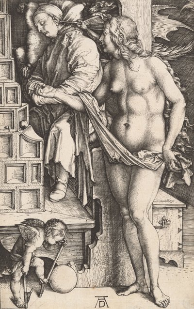 De droom van de dokter Verleiding van de luiaard, 1498-1499 door Albrecht Dürer