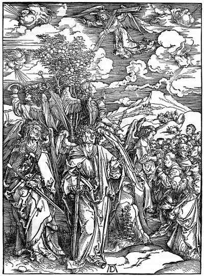 De Vier Engelen die de winden vasthouden, 1498 door Albrecht Dürer