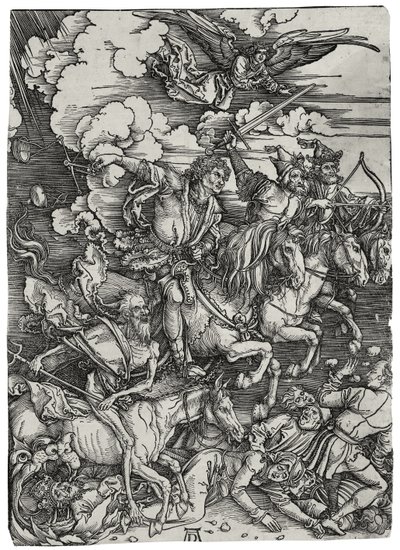 De vier ruiters van de Apocalyps, ca. 1498 door Albrecht Dürer