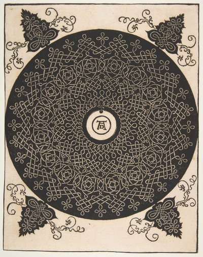 De vierde knoop. Gevlochten rondel met een rond medaillon in het midden, na 1528 door Albrecht Dürer