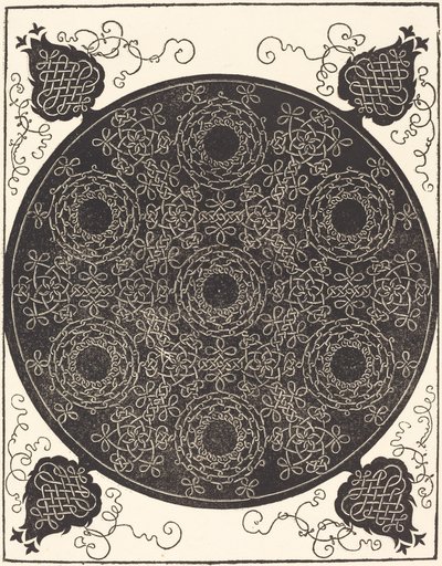 De Vierde Knoop die zeven cirkelvormige groepen knopen met zwarte centra combineert, waarschijnlijk 1506-1507 door Albrecht Dürer