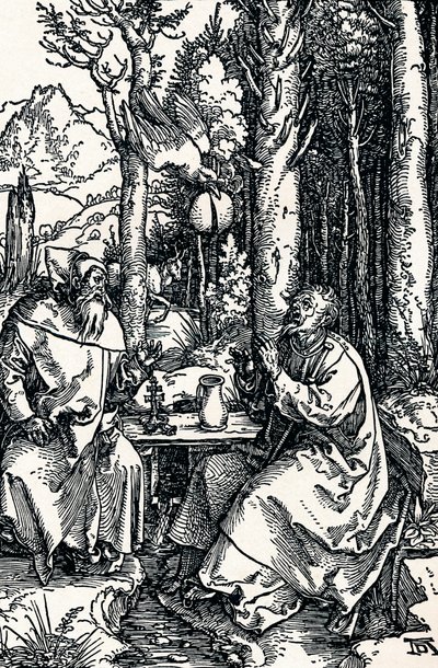 De kluizenaars St. Antonius en St. Paulus door Albrecht Dürer