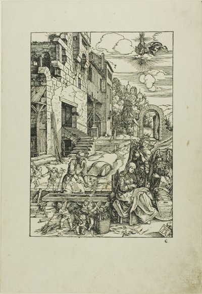 De Heilige Familie in Egypte, uit Het Leven van de Maagd door Albrecht Dürer